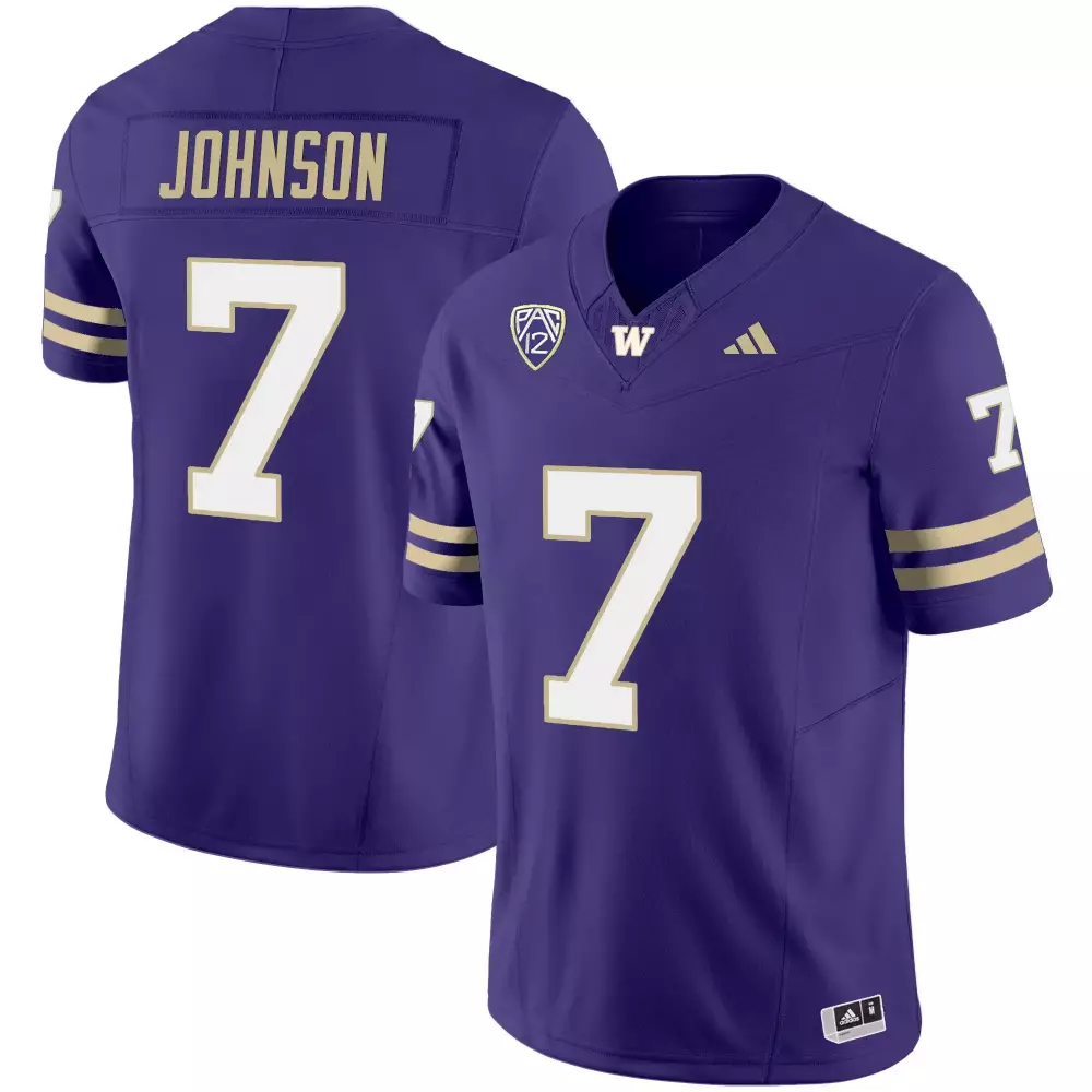 Dillon Johnson 7 Jersey Purple Washington Huskies Men White Gold Vapor Limited v3