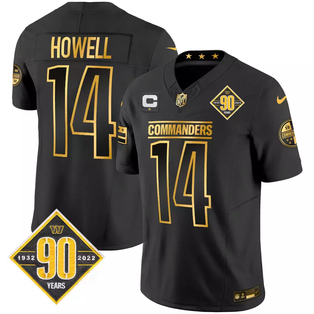 Sam Howell 14 Commanders Jersey Black 90th Anniversary 90 Years 1932-2022 100th Men