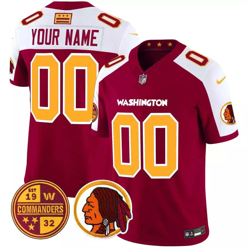 Custom Washington Commanders Jersey Maroon 19 32 Redskins White Gold Alternate Vapor