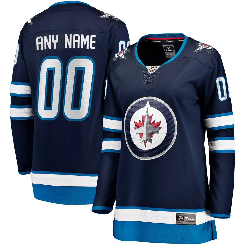 Winnipeg Jets Jersey Navy Blue Fanatics Men Ice White Light Home Breakaway Custom