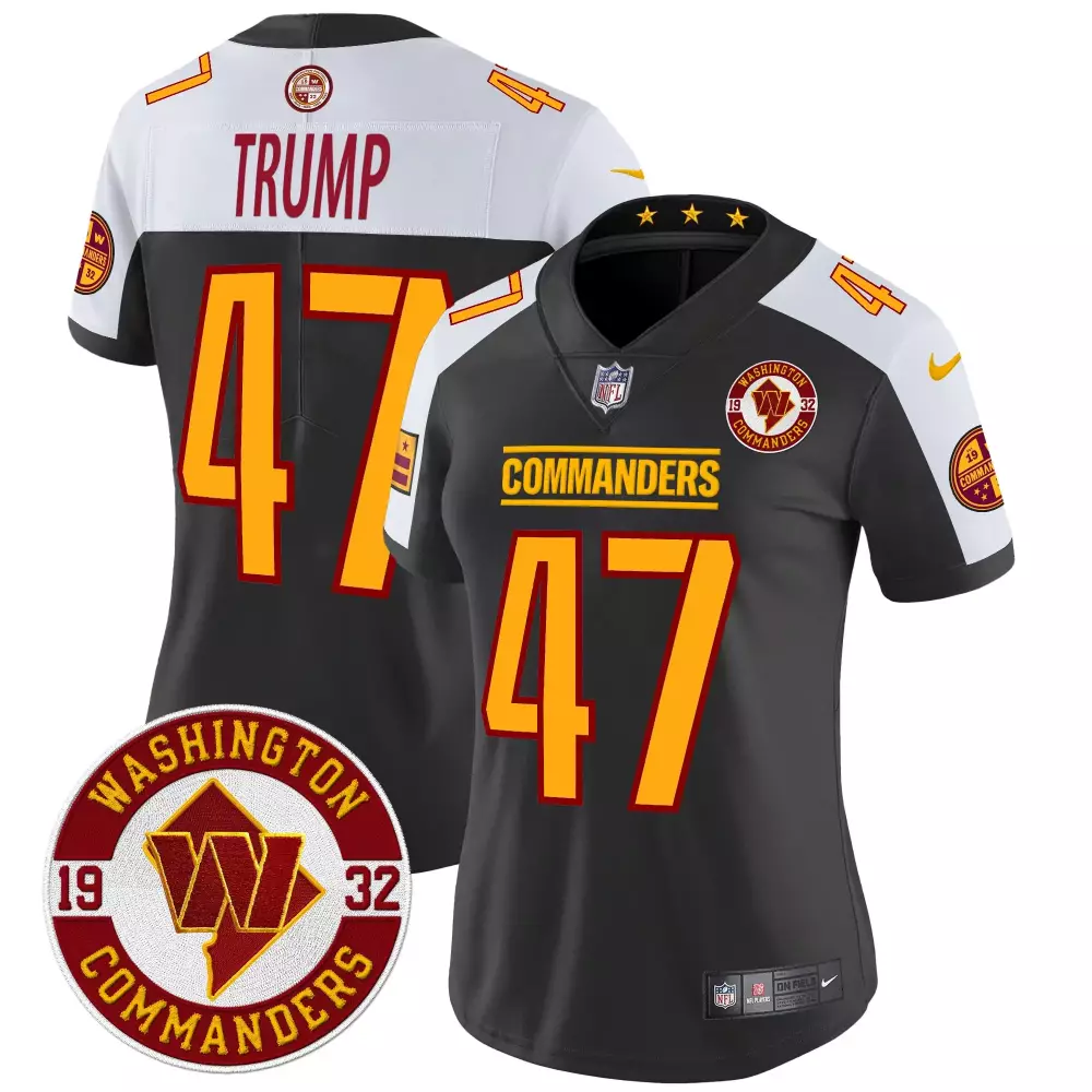 Donald Trump 47 Jersey Black Washington Commanders Women White Orange Maroon Alternate