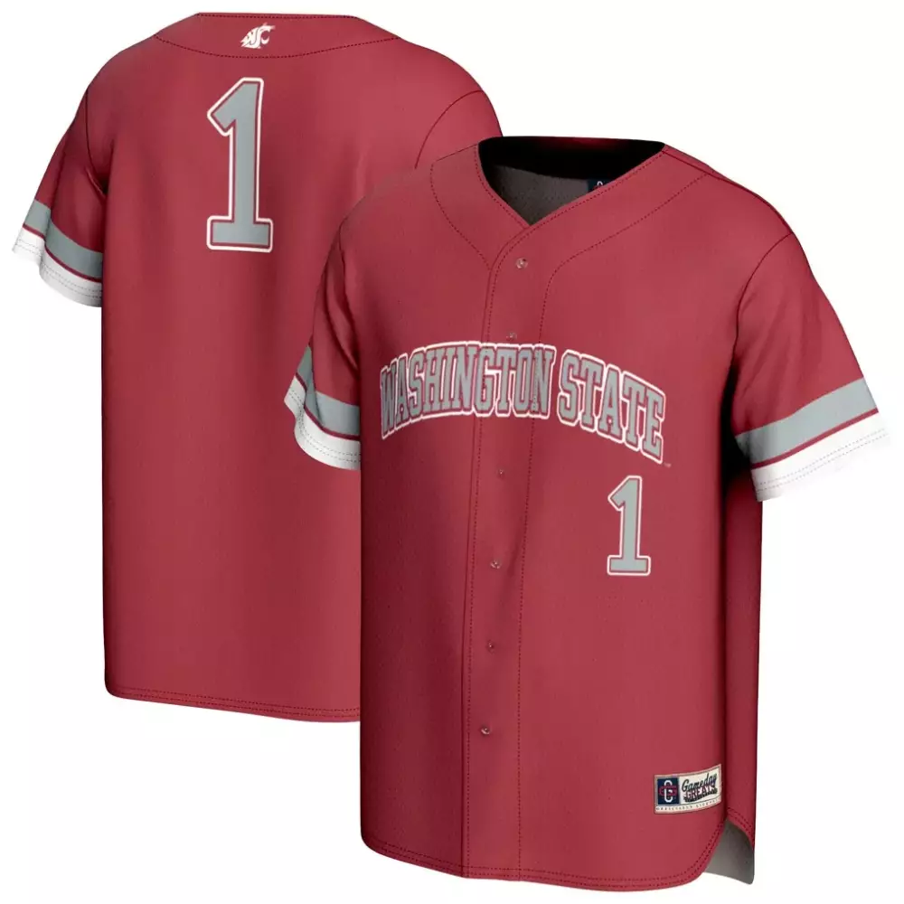 Washington State 1 Jersey Maroon Men Grey White Gameday Fashion