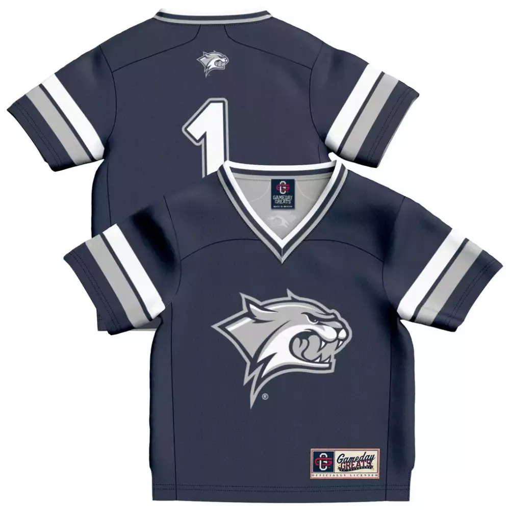 Custom Northwestern Wildcats 1 Jersey Navy Kids White Silver Gameday Fashion