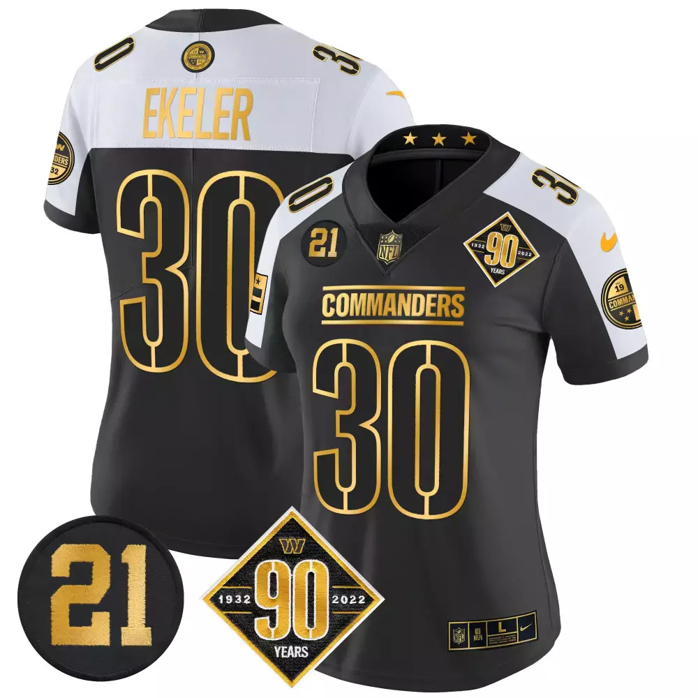 Austin Ekeler 30 Commanders Jersey Black 90th Anniversary 1932-2022 90 Years 19 32