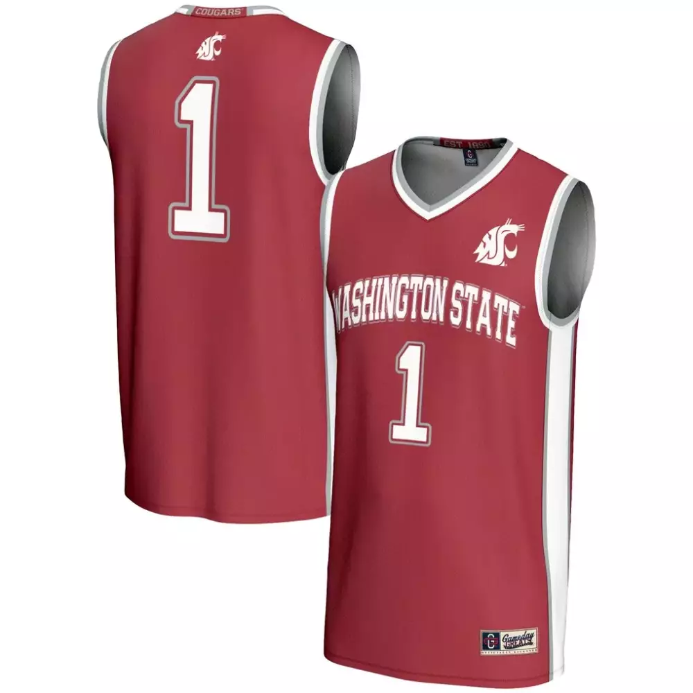 Cougars 1 Washington State Jersey Maroon Men White Gray Gameday