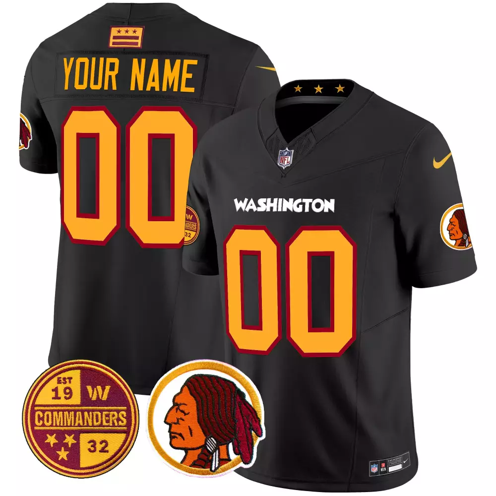 Custom Washington Commanders Jersey Black 19 32 Redskins 2023 Men Maroon Gold Vapor