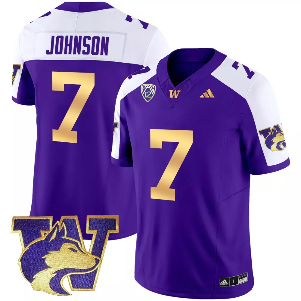 Dillon Johnson 7 Jersey Purple Ncaa Washington Huskies Men Split Design Gold White