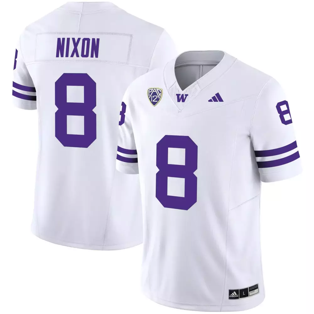 Will Nixon 8 Washington Huskies Jersey White Men Purple Vapor Limited All Stitched