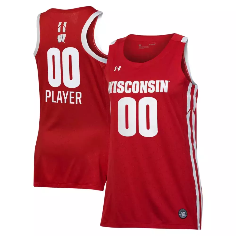 Custom Wisconsin Jersey Red Women White