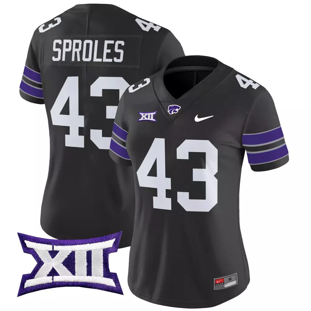 Sproles State 43 Jersey Black Kansas Wildcats Big Women White Purple Stitched Vapor