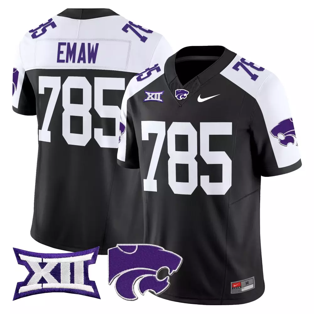 Emaw State Kansas Wildcats Jersey Black Big Wildcat Men White Purple Vapor Limited