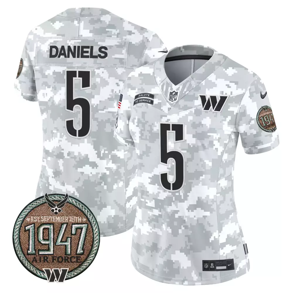 Jayden Daniels 5 Jersey White Salute To Service Washington Commanders 1947 Air Force