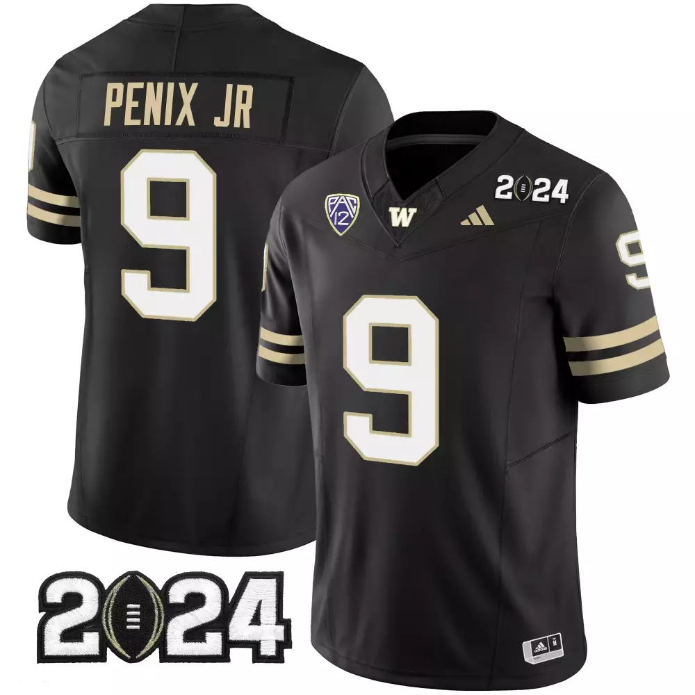 Michael Penix Jr. 9 Jersey Black Washington Huskies 2024 Men Gold White Vapor Limited