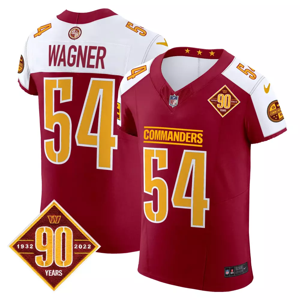 Bobby Wagner 54 Commanders Jersey Maroon 90th Anniversary 1932-2022 Men Standard