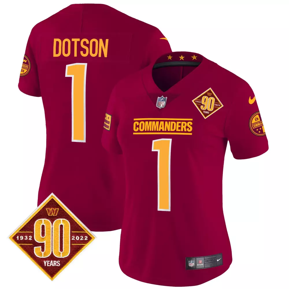Jahan Dotson 1 Commanders Jersey Maroon 90th Anniversary 90 Years 1932-2022 2022