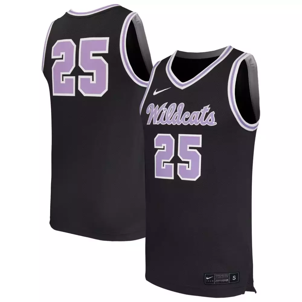 State Wildcats 25 Jersey Black Men White Light Purple Replica