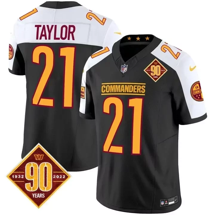 Sean Taylor 21 Commanders Jersey Black 90th Anniversary Men Player Gold White Alternate