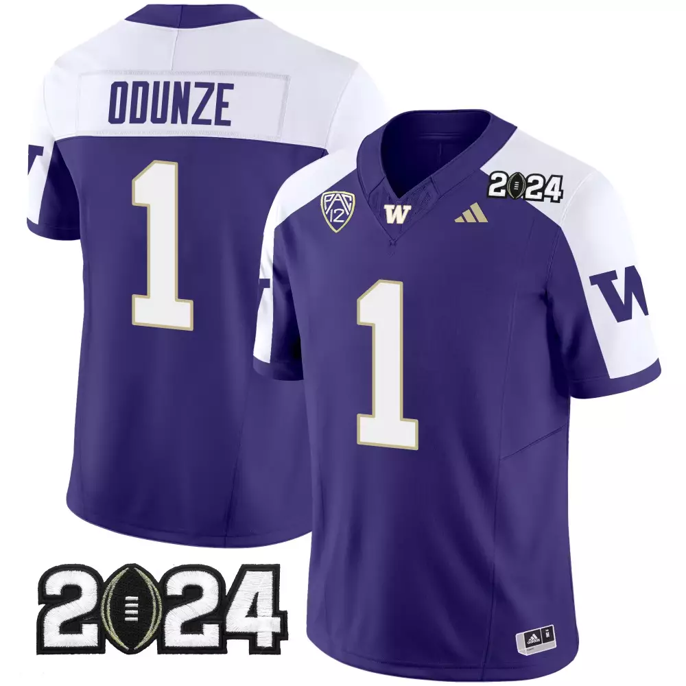 Rome Odunze 1 Washington Huskies Jersey Purple 2024 Season Men White Gold Alternate
