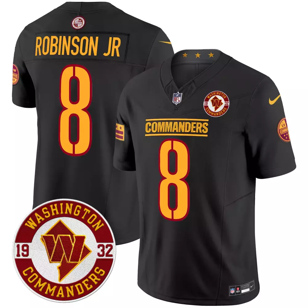 Robinson Jr. 8 Jersey Black Washington Commanders 1932 Men Alternate Gold Maroon