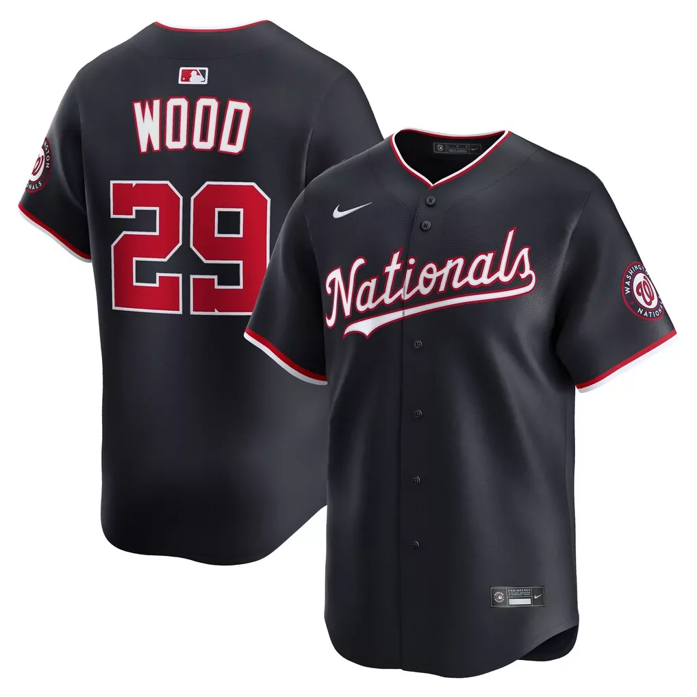 James Wood 29 Nationals Jersey Black Men Red White Alternate Limited