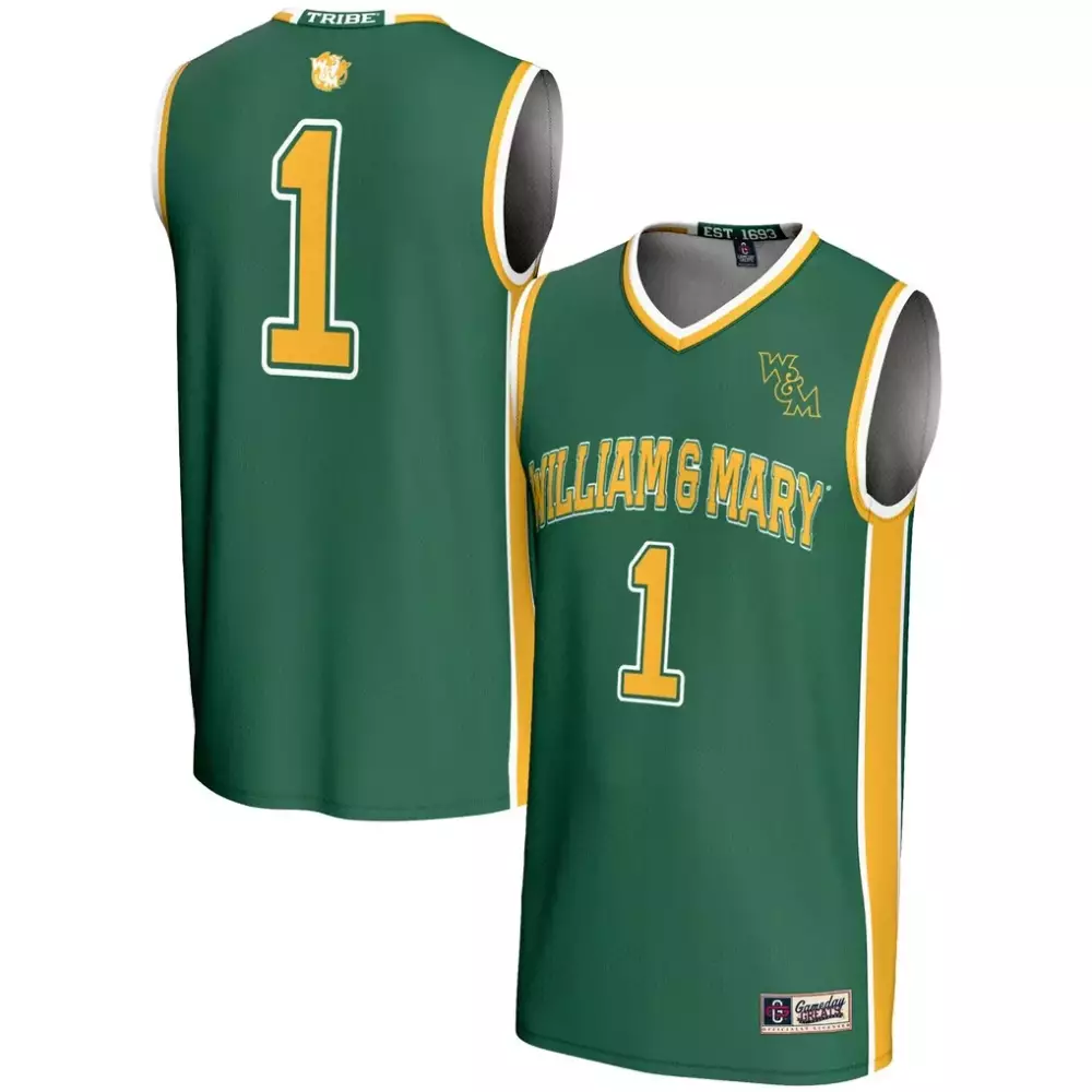 William & Mary 1 Jersey Green Men Yellow White Gameday Unisex