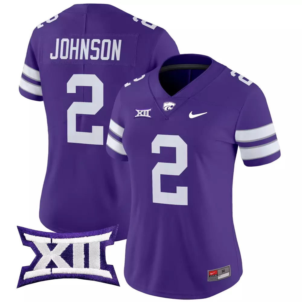 Johnson State 2 Jersey Purple Kansas Wildcats Big Women White Gray Stitched Vapor