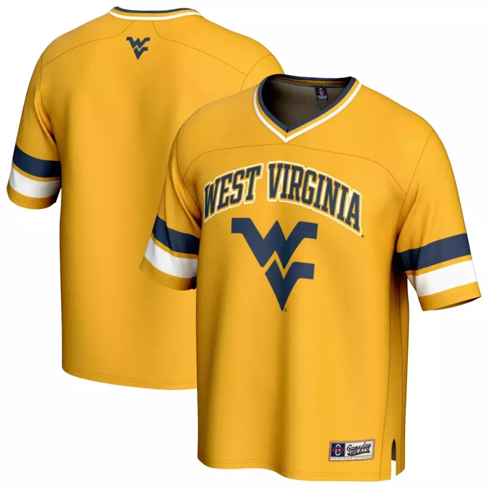 West Virginia Jersey Gold Mountaineers Navy Blue White Gameday Unisex