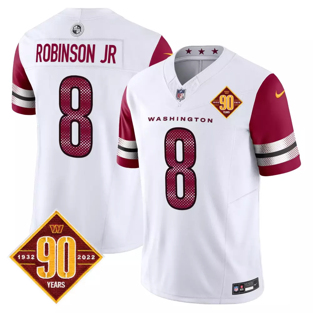 Brian Robinson 8 Jersey White 90th Anniversary Washington Commanders Men Maroon Black