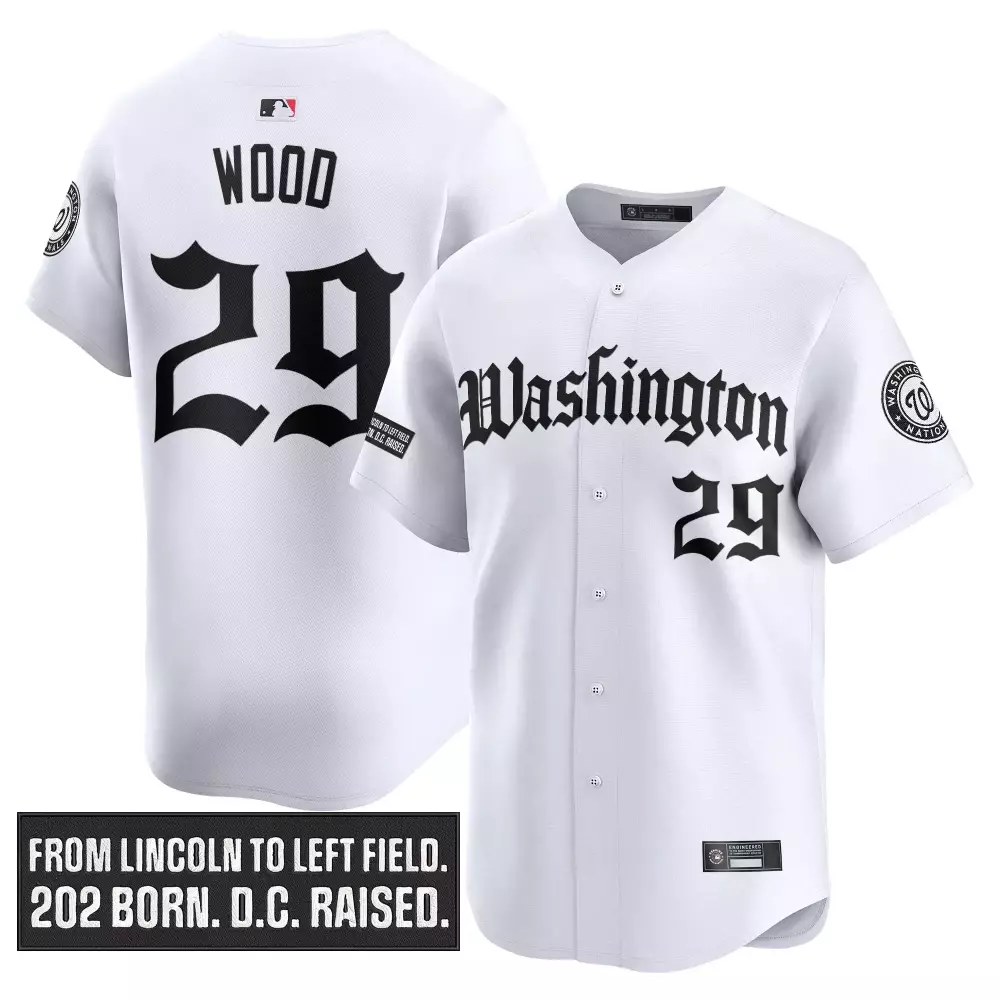 James Wood 29 Jersey White Washington Nationals Men Black Vapor Embroidered