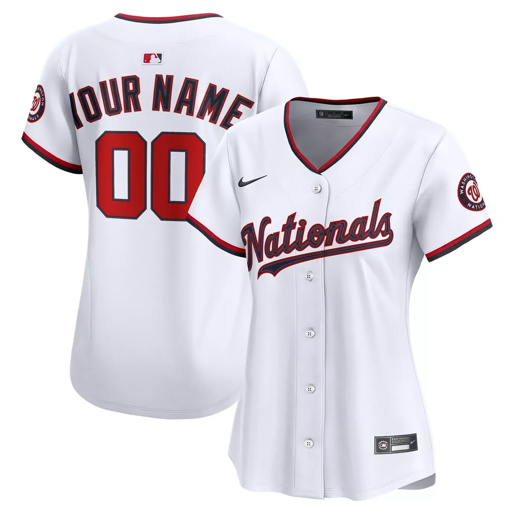 Custom Washington Nationals Jersey White Women Red Navy Home Limited