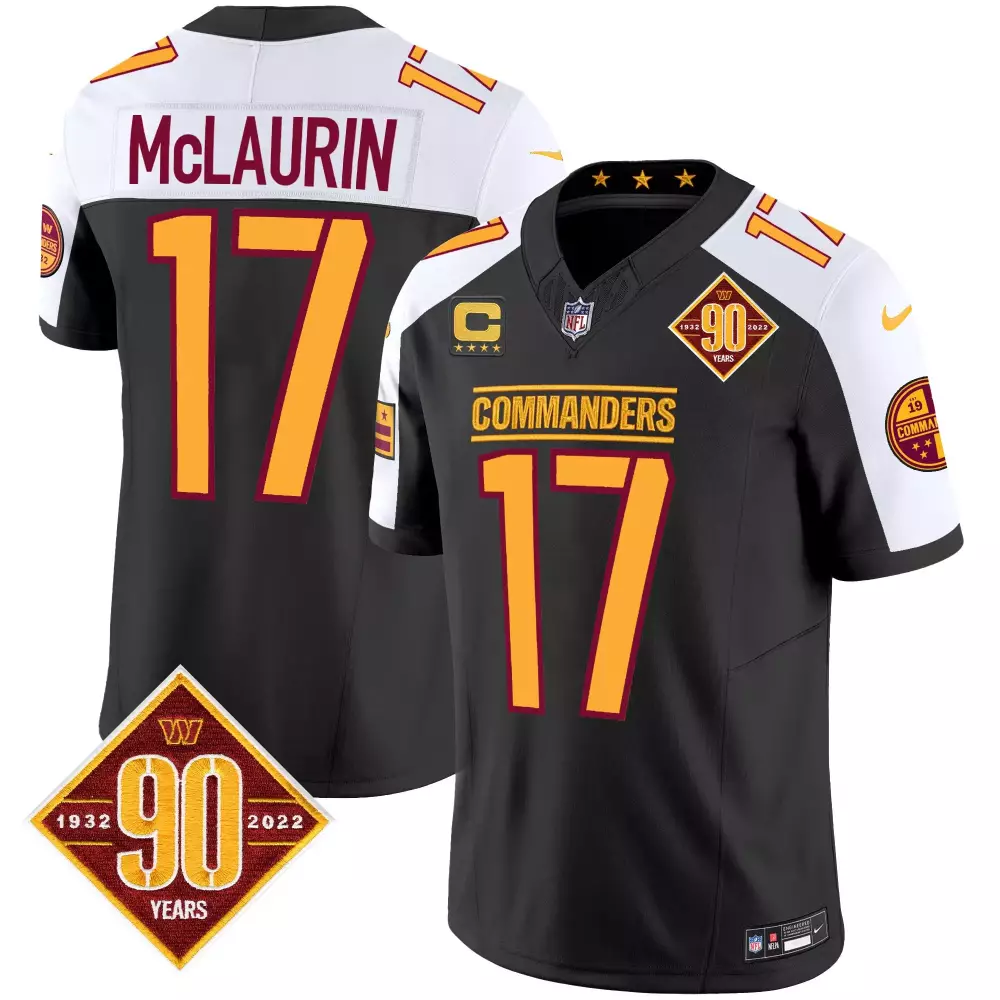 Terry Mclaurin 17 Commanders Jersey Black 90 Years 1932-2022 19 Comm Men NFL White