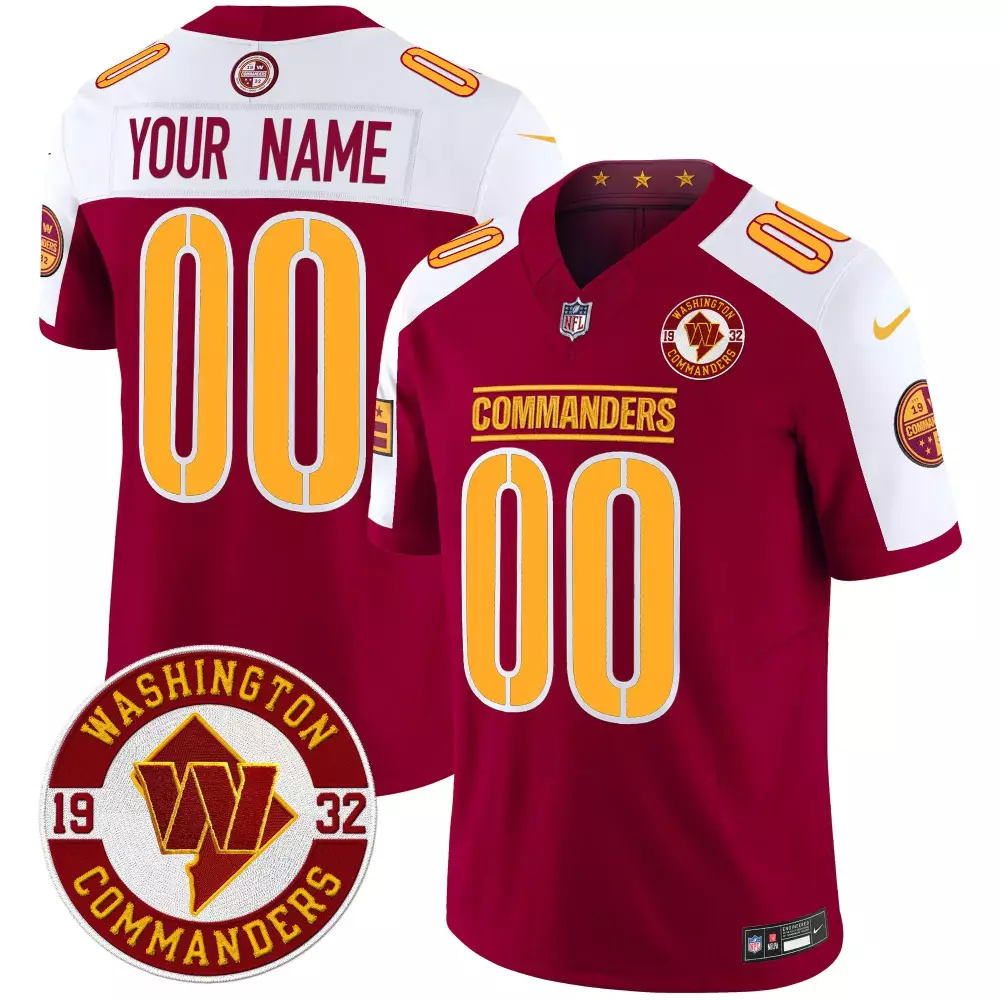 Custom Washington Commanders Jersey Maroon Men Gold White Alternate Vapor Limited