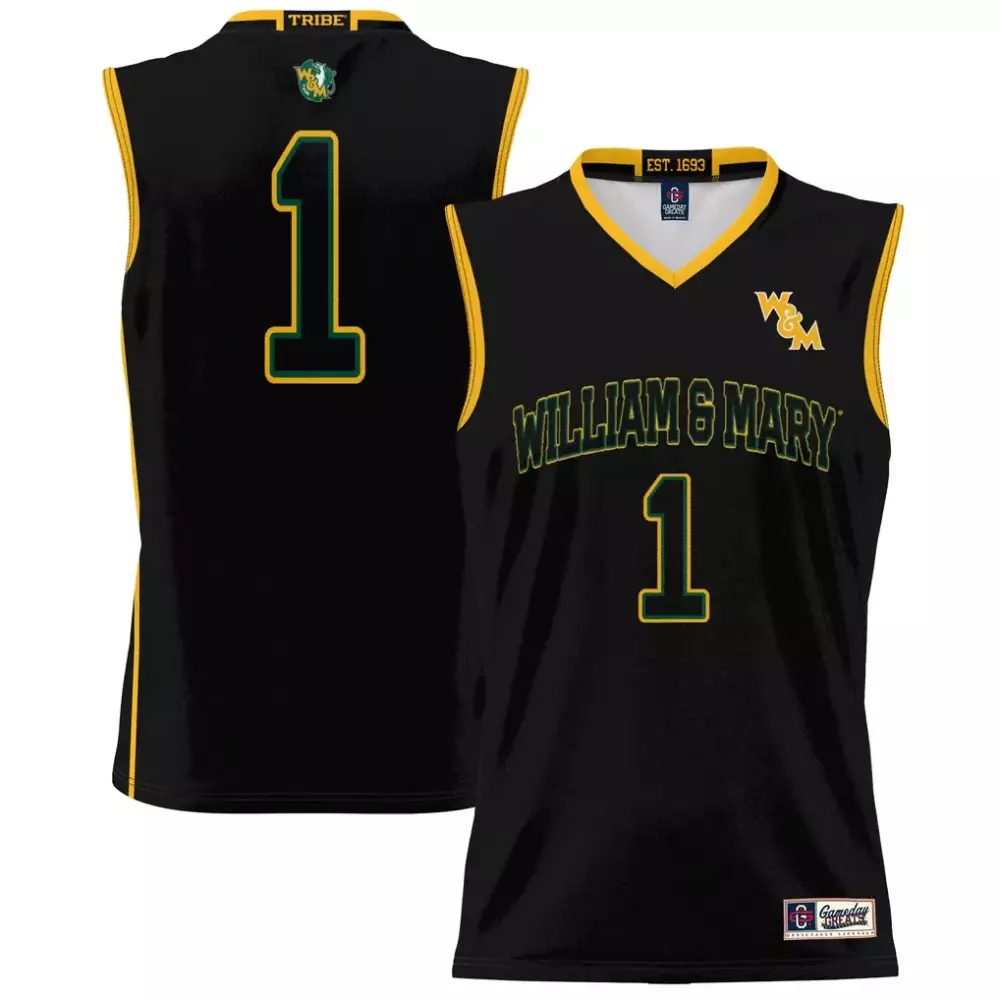 William & Mary 1 Jersey Black Gameday Greats Green Gold Unisex