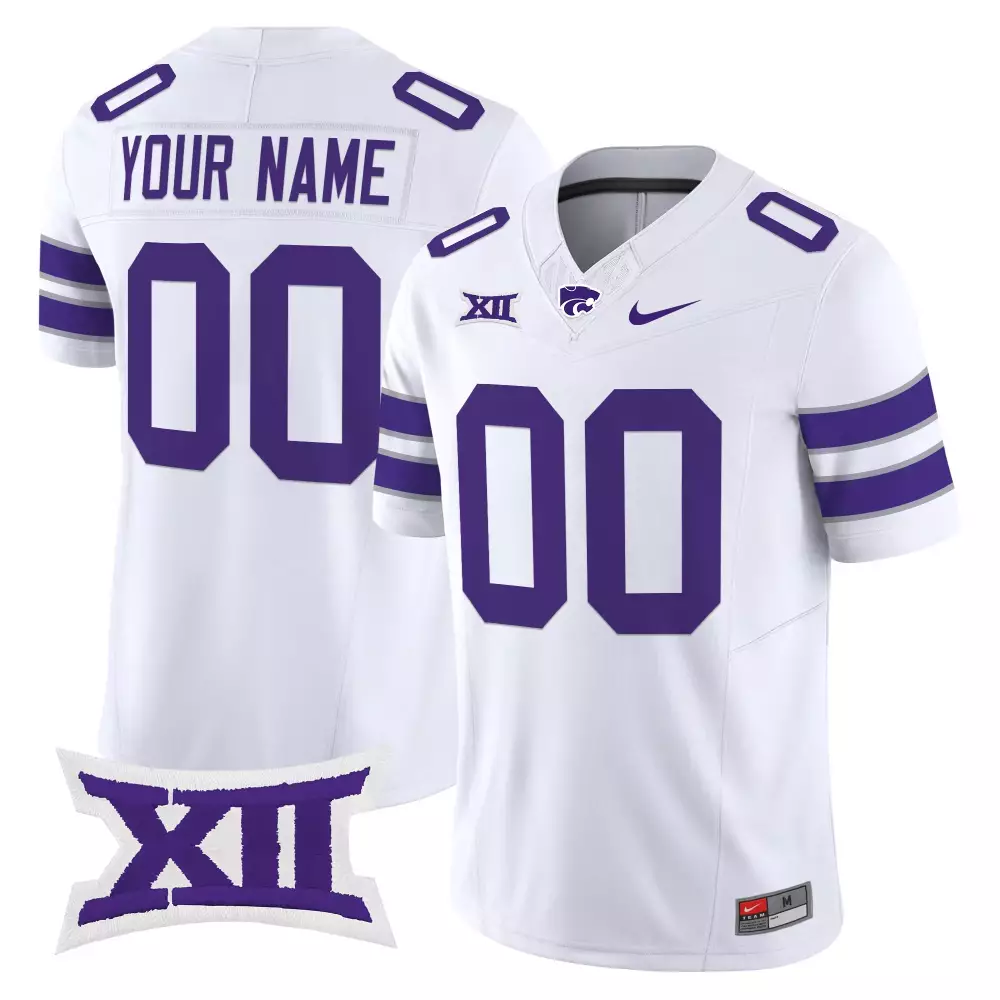 Custom Kansas State Wildcats Jersey White Big Purple Gray Vapor Stitched Embroidered