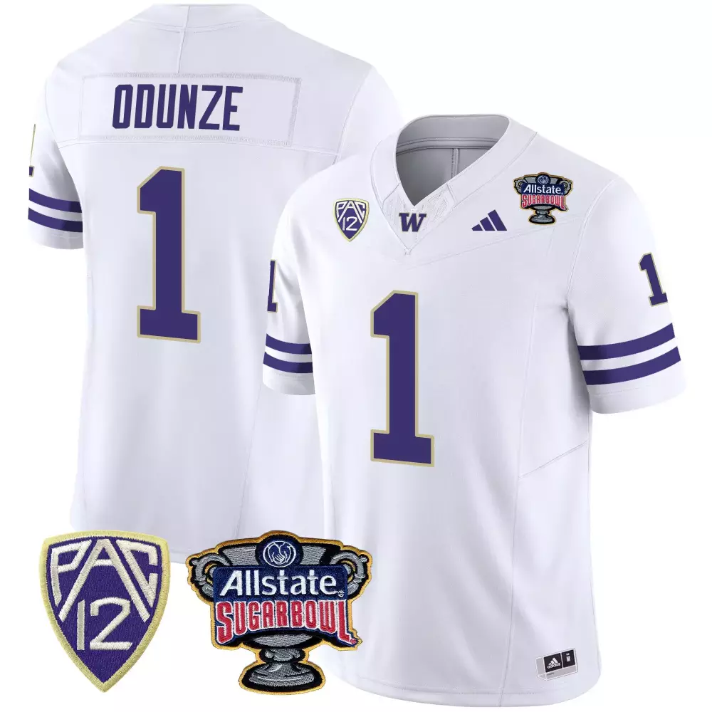 Rome Odunze 1 Washington Huskies Jersey White Allstate Sugar Bowl 2023 Men Purple