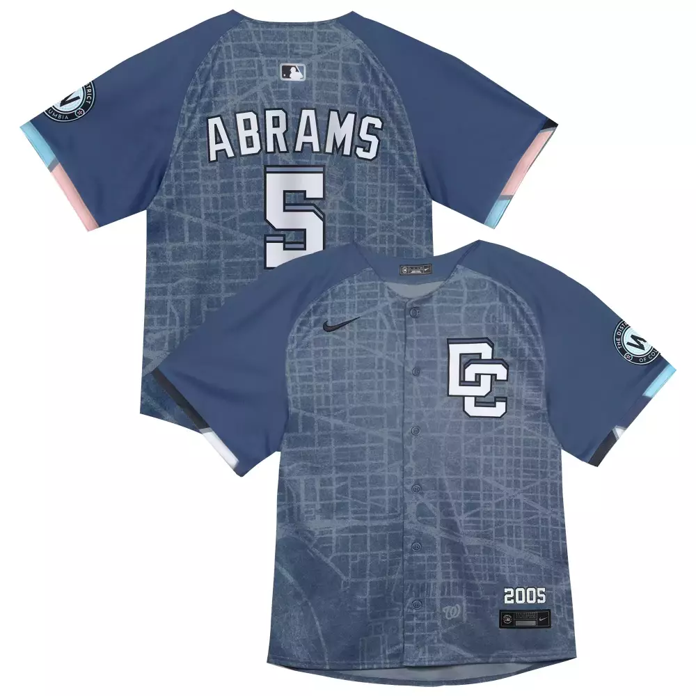 Cj Abrams 5 Washington Nationals Jersey Navy Blue City Connect Men Alternate Custom Design