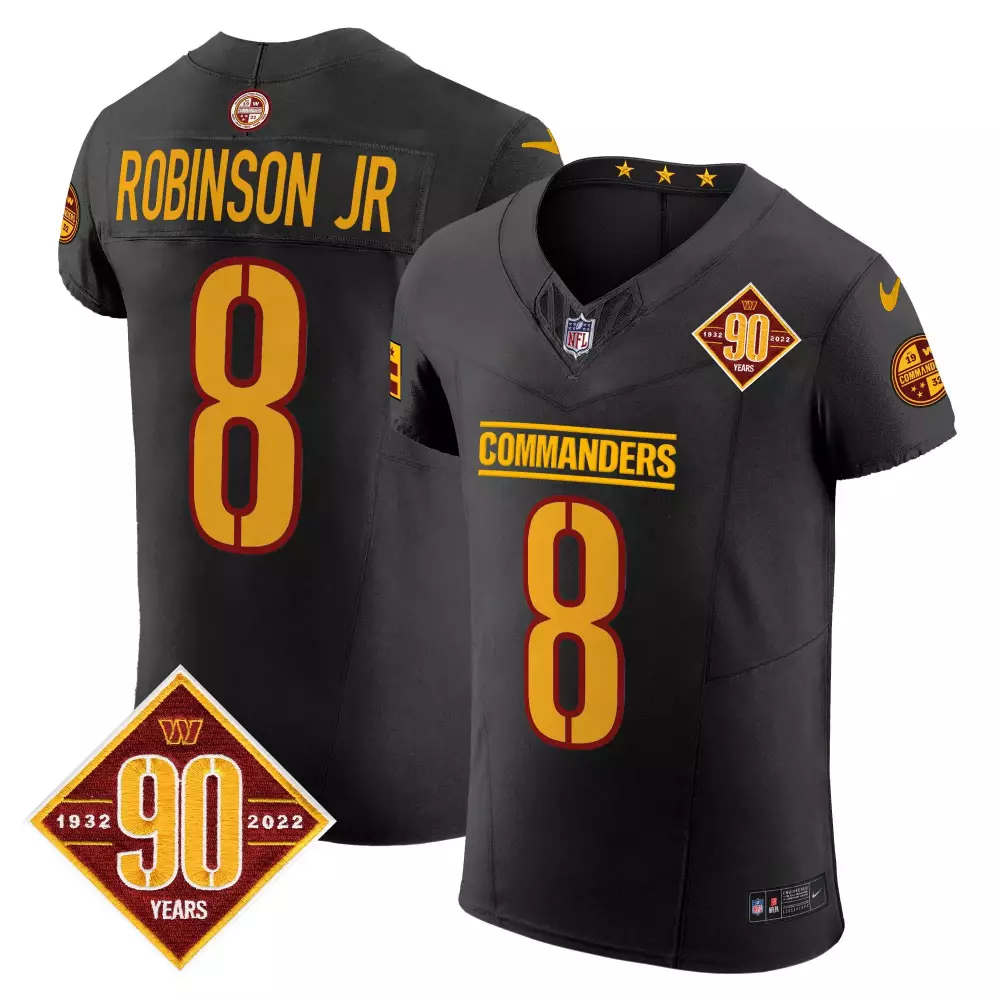 Brian Robinson 8 Commanders Jersey Black 90th Anniversary 90 Years 1932-2022 Men