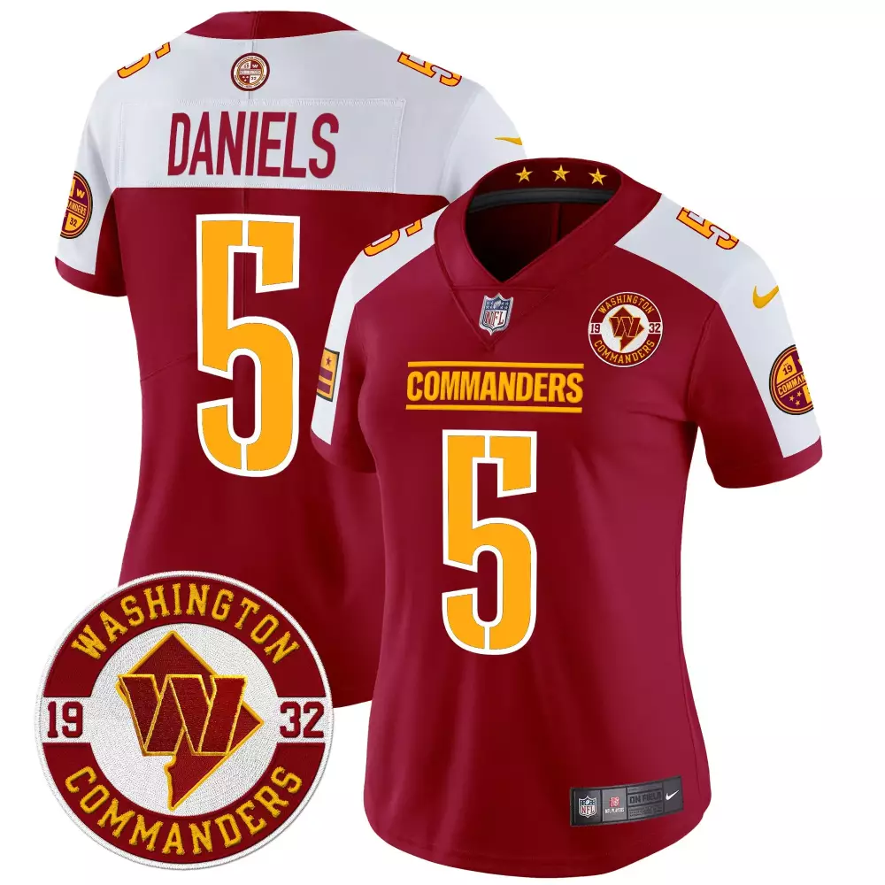 Jayden Daniels 5 Jersey Maroon Null Washington Commanders Replica Yellow White Alternate