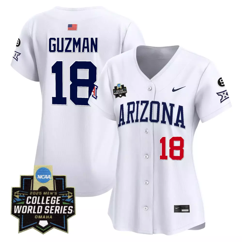 Guzman Wildcats 18 Arizona Jersey White 2025 Men's College World Series Men Navy