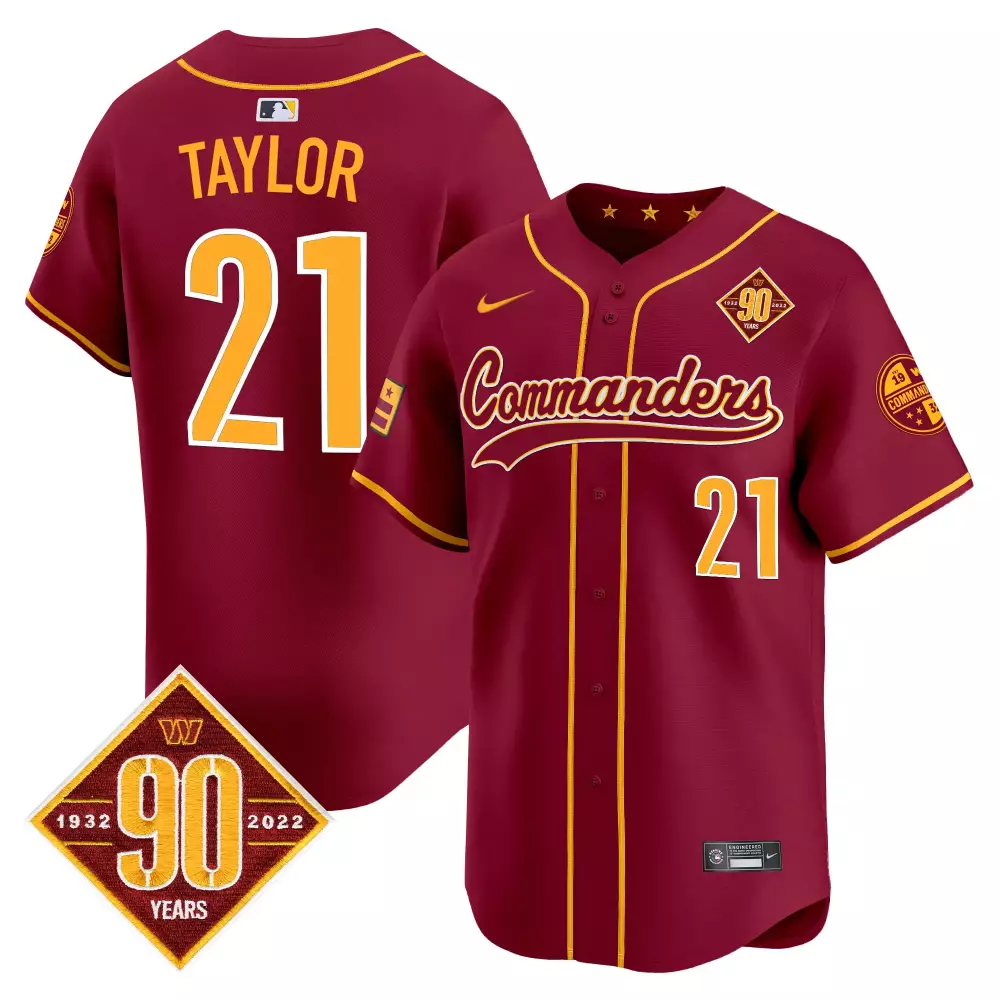 Sean Taylor 21 Commanders Jersey Maroon 90th Anniversary Men Yellow Gold Vapor Premier