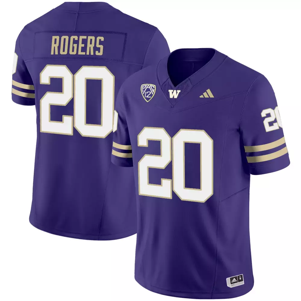 Tybo Rogers 20 Washington Huskies Jersey Purple Ncaa Men Gold White Vapor Limited