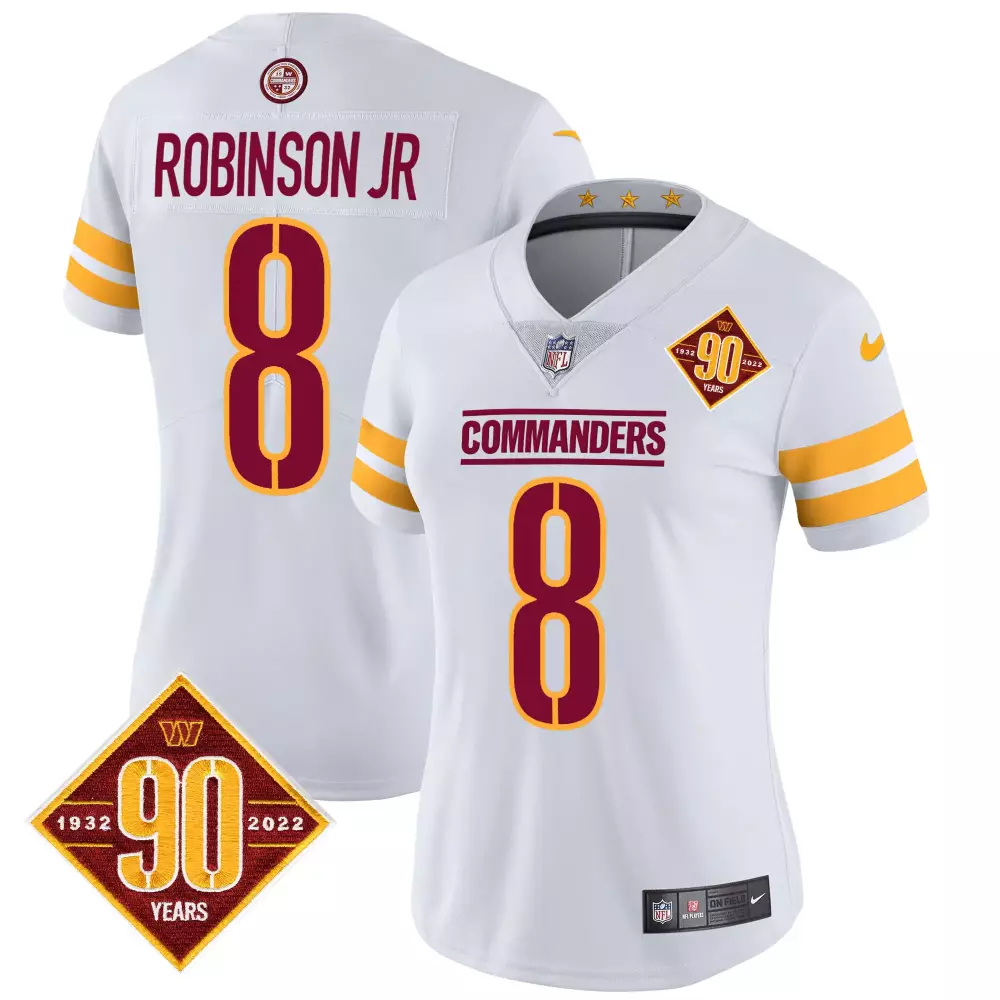 Brian Robinson 8 Commanders Jersey White 90 Years 1932-2022 Men Game Maroon Gold