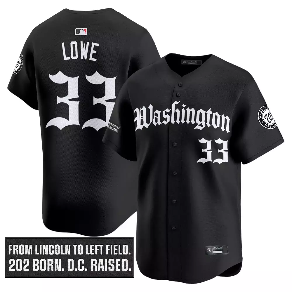 Lowe 33 Washington Nationals Jersey Black City Connect Men Custom Design White Stitched