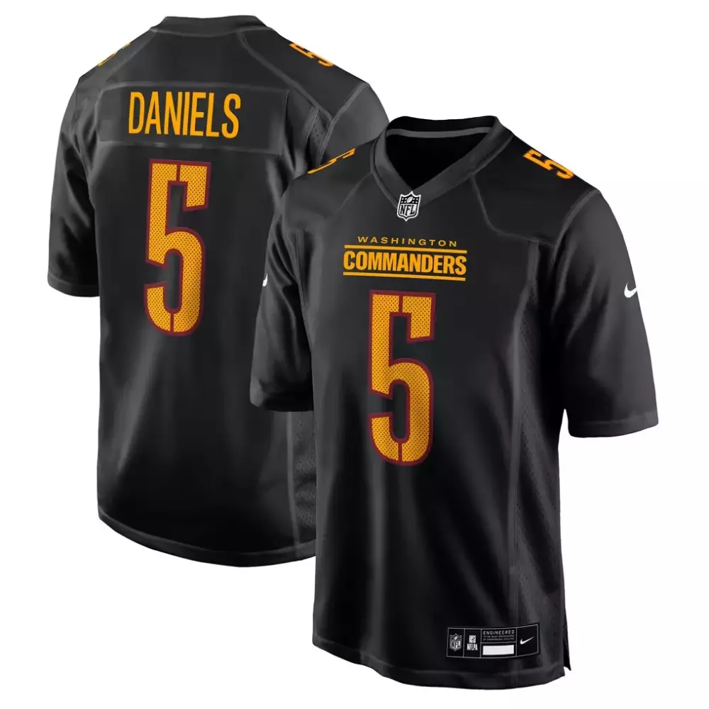 Jayden Daniels 5 Jersey Black Washington Commanders Men Standard Maroon Gold Fashion