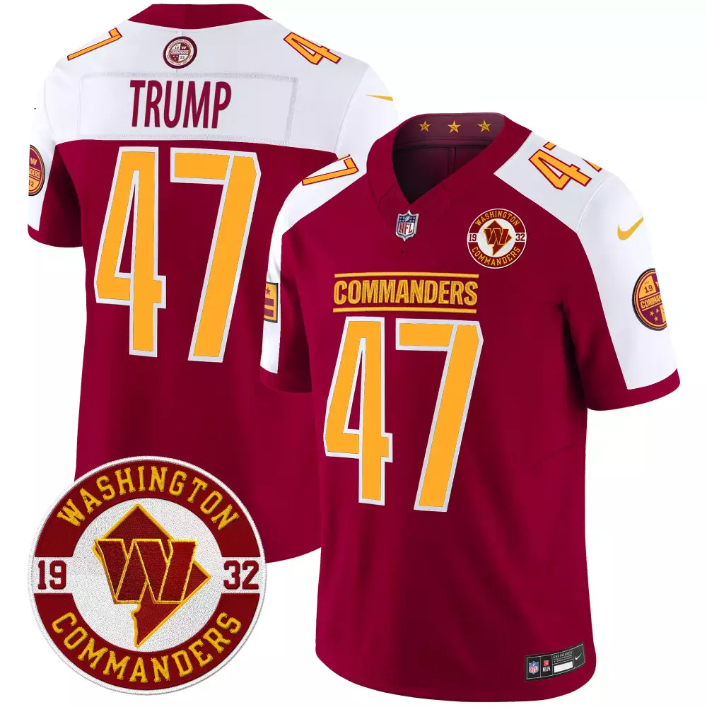 Donald Trump 47 Commanders Jersey Maroon Washington Men Player White Gold Alternate