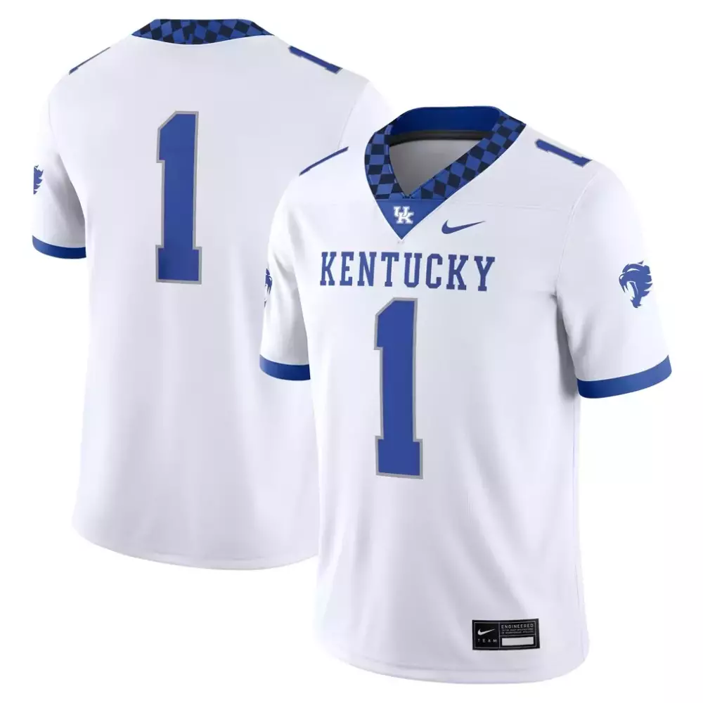 Custom Kentucky 1 Jersey White Men Blue Game