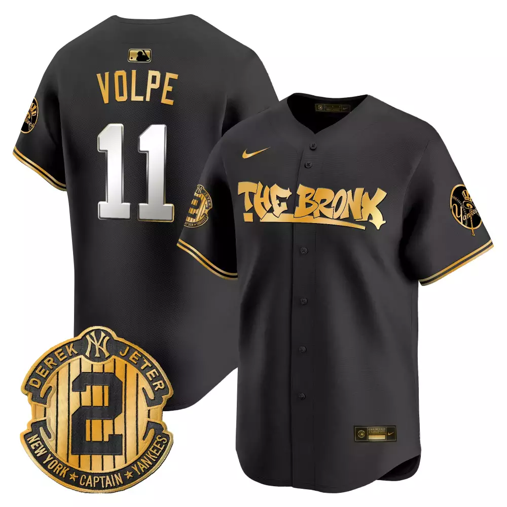 Anthony Volpe 11 New York Yankees Jersey Black The Bronx Men Gold White Vapor Premier