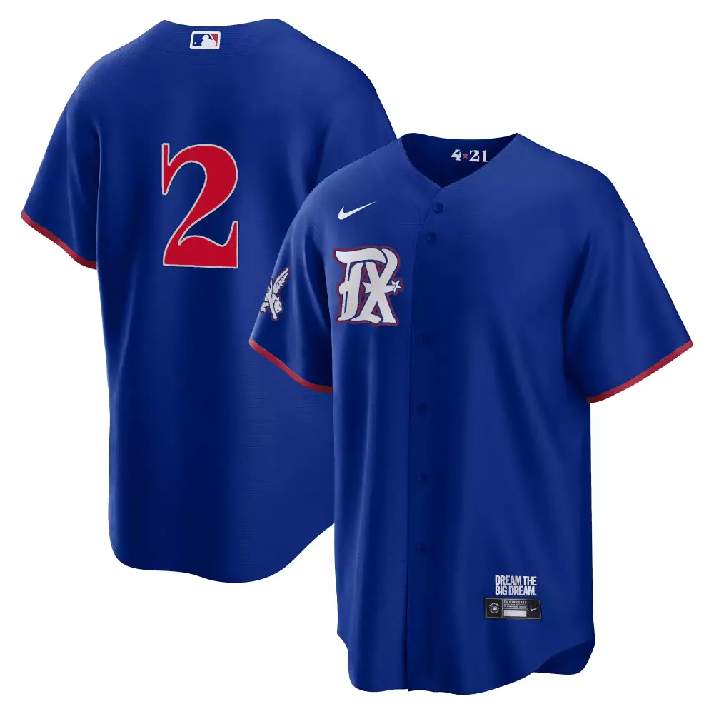 Texas Rangers 2 Jersey Royal Blue City Connect Men Red White All Stitched Vapor