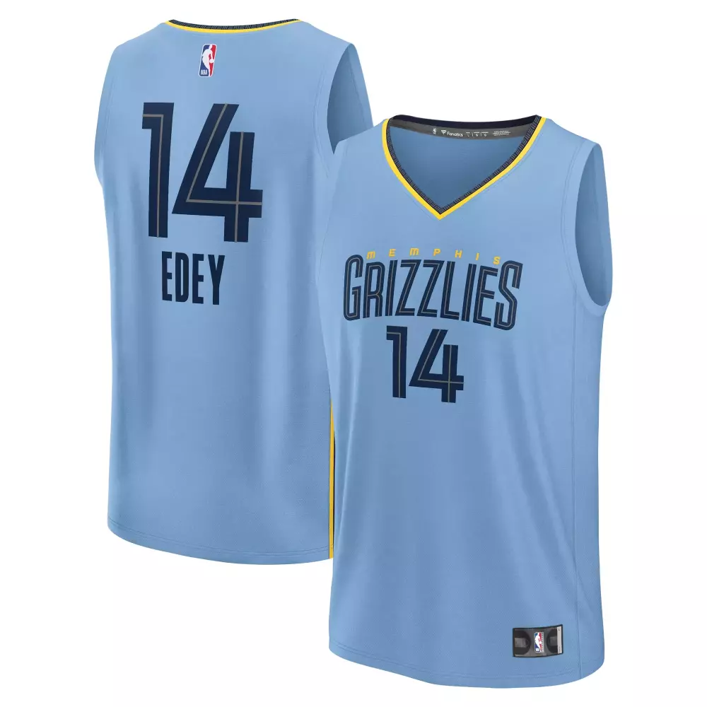 Zach Edey 14 Memphis Grizzlies Jersey Light Blue Men V-neck Navy Yellow Replica
