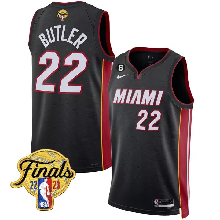 Butler 22 Miami Jersey Black Finals 2022-2023 Men Red Yellow All Stitched Vapor